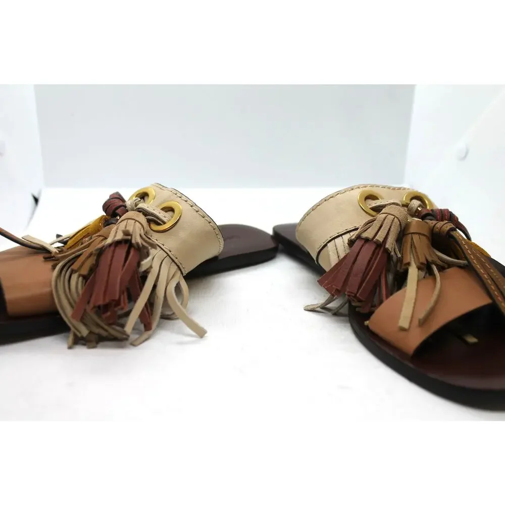 See by Chloe Tania Tasseled Slide Sandals sz 38 EU / 7.5 US